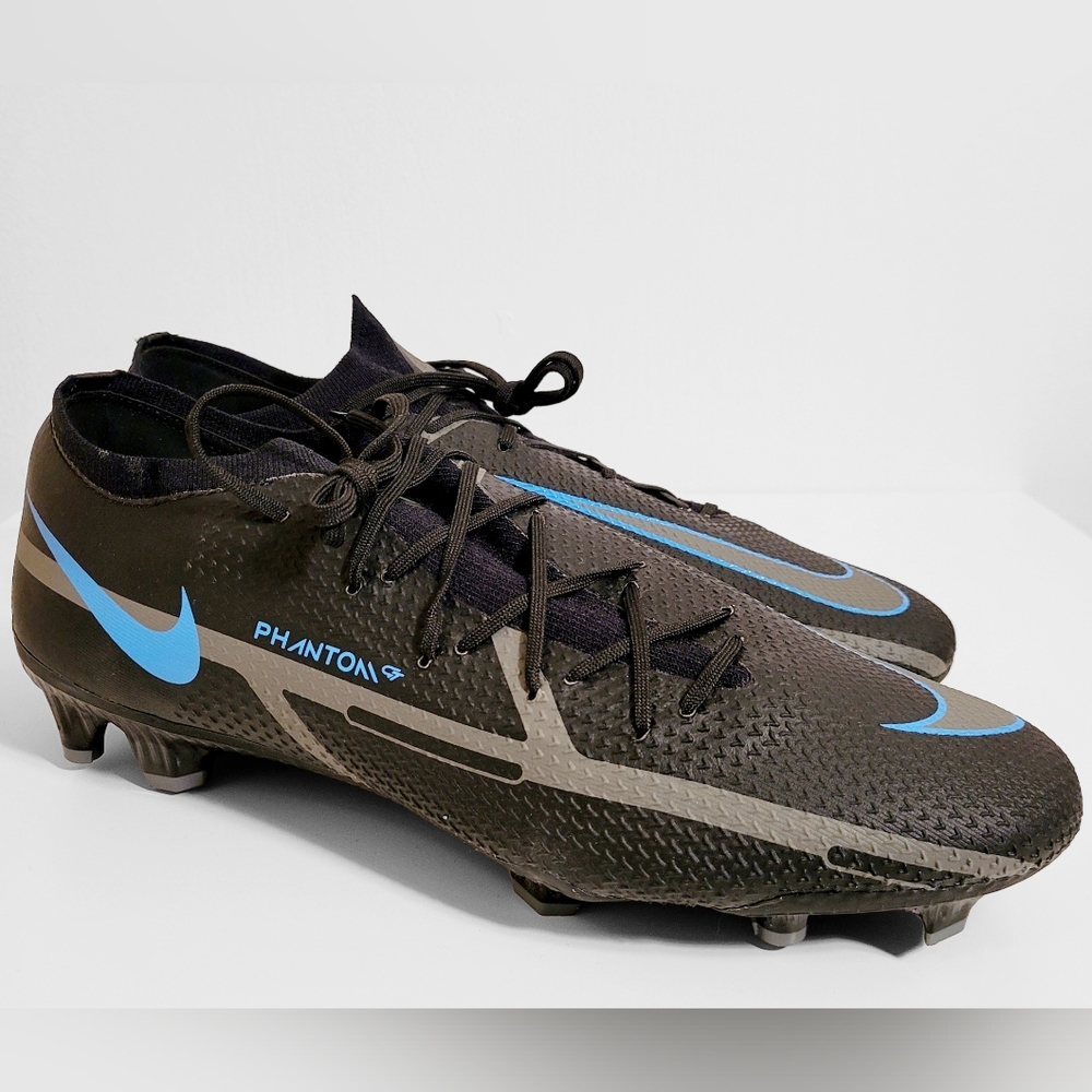 Nike Phantom GT2 Pro FG Black Grey Blue DA4432-004 Soccer Shoes Men's Size 12.
